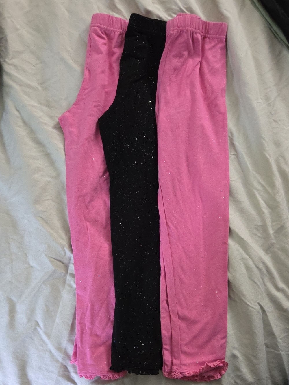 Girls' Pink and Black Sparkle Leggings - 3-Pack